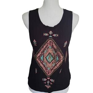 Charlotte Russe Black Aztec Southwest Studded Tank Muscle Top